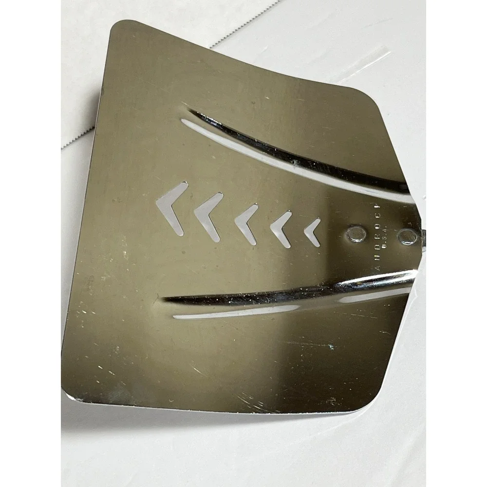 Vintage Androck USA Wide Slotted Spatula Stainless Steel Black Handle Chevron